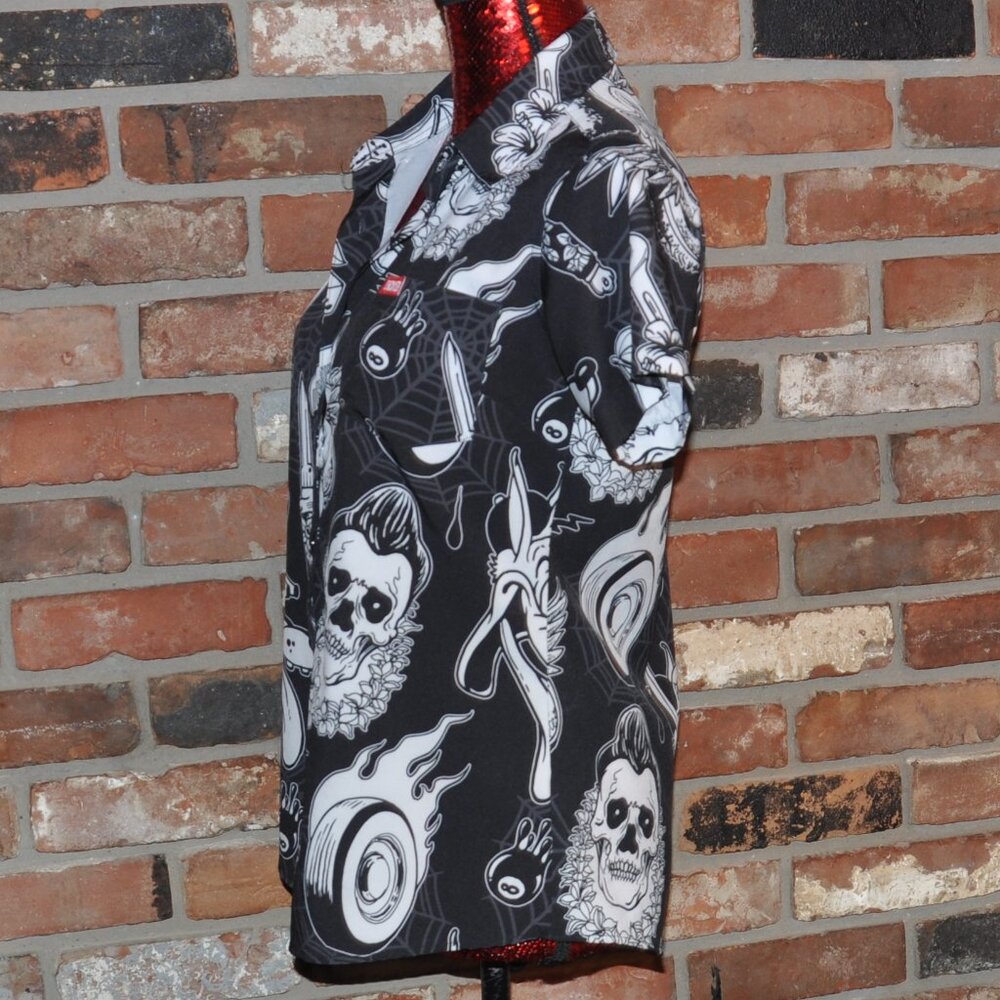 Dixxon Flannel Co Rat Rod Short Sleeve Button-up Top Shirt All Over Print S - Picture 4 of 8